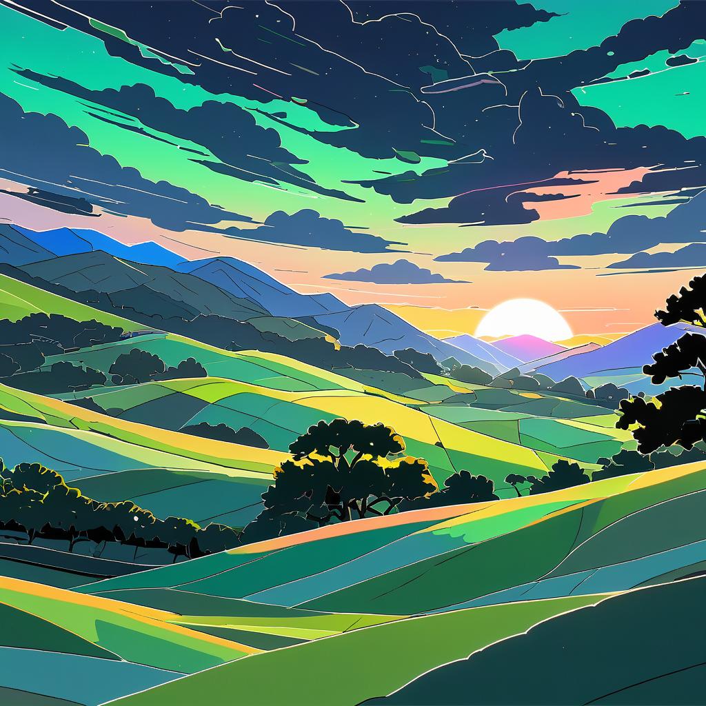 Vibrant Toon Rendering of Highland Pastures