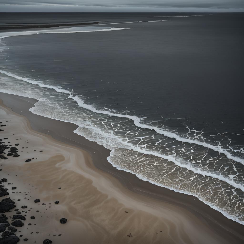 Aerial View of Coastal Tidepools at Dusk