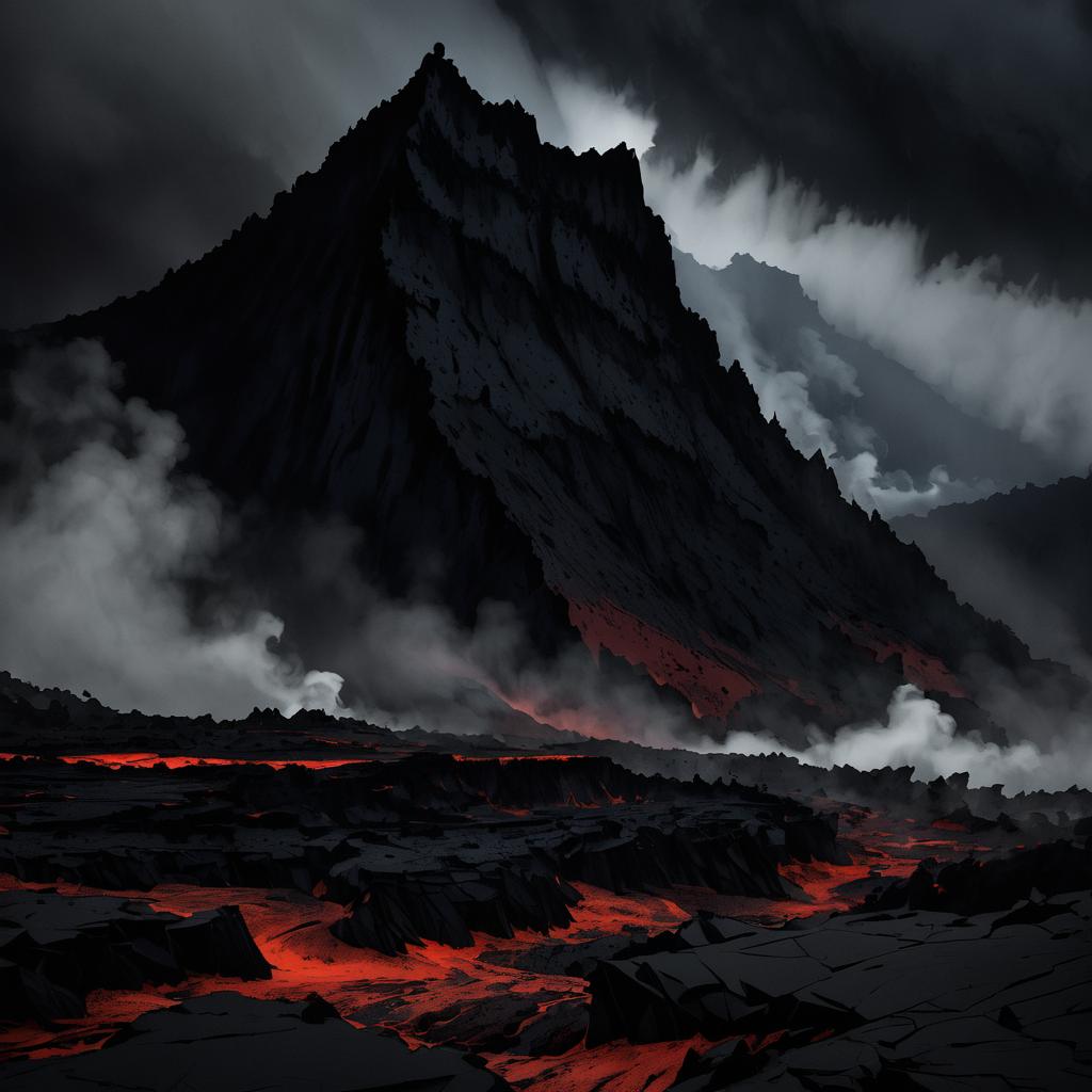 Midnight Lava Flow Under Stormy Skies