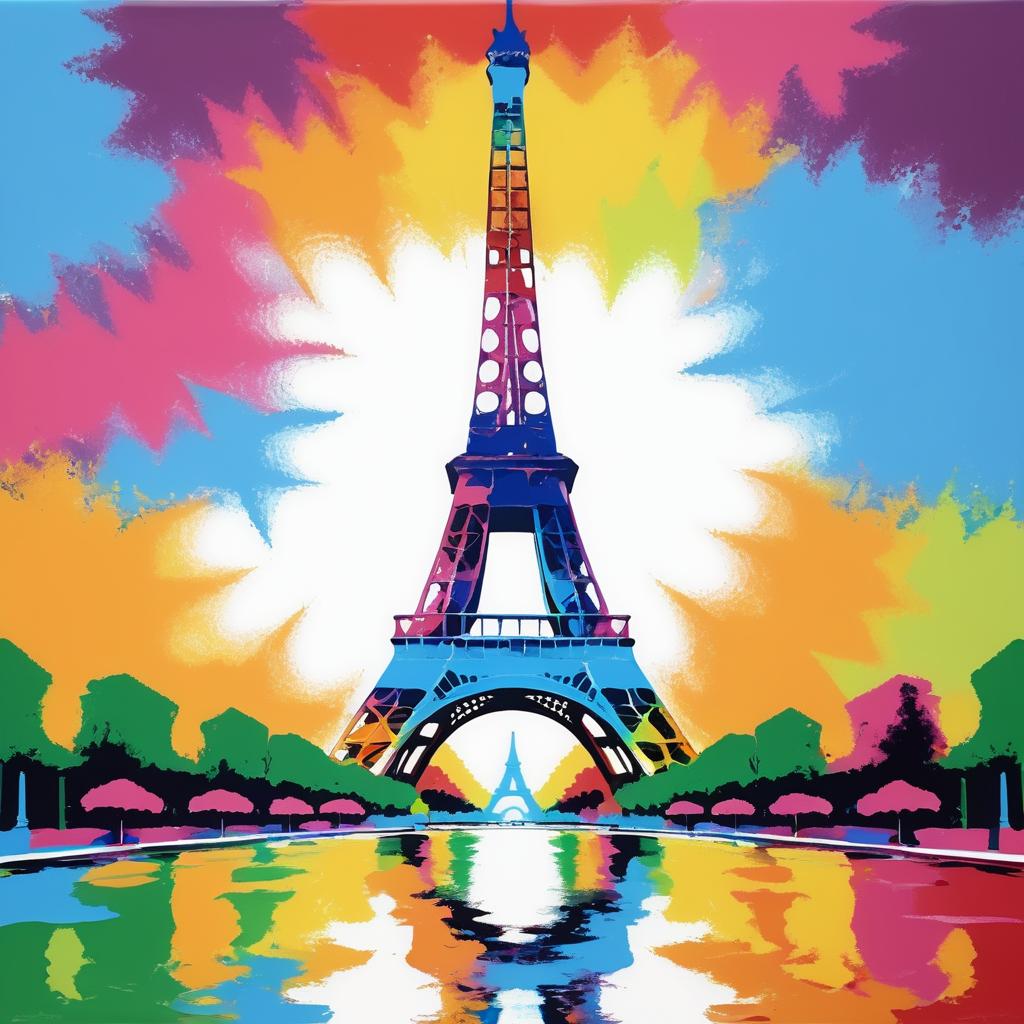 Eiffel Tower in Andy Warhol's Style