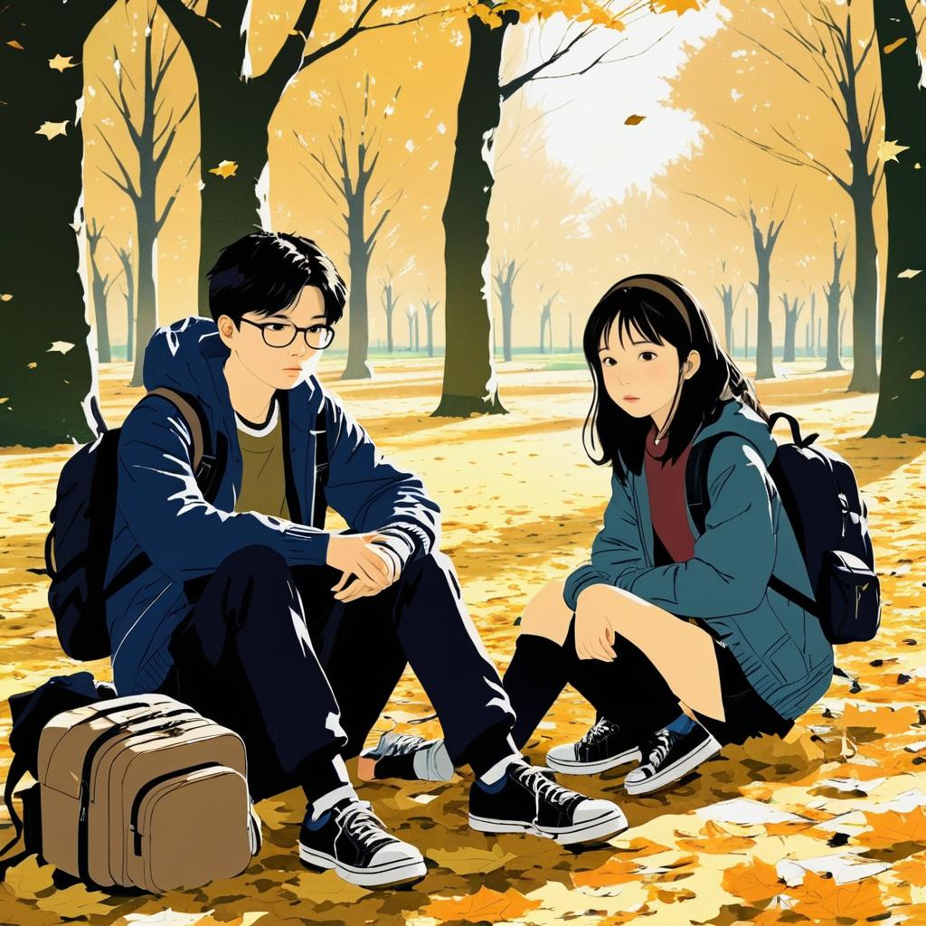 Teenagers in a Desolate Park Scene