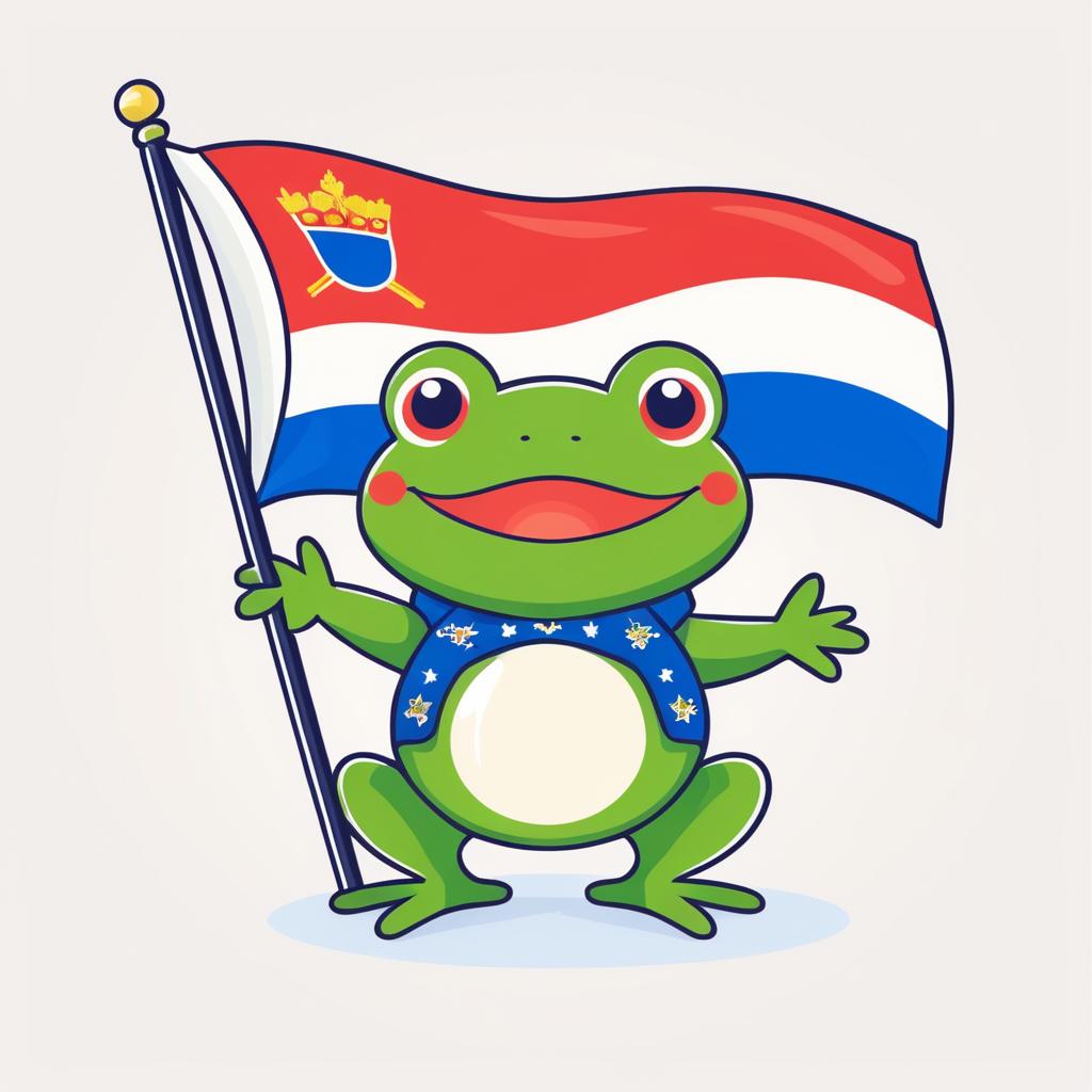 Charming Frog with Russian Flag Illustration