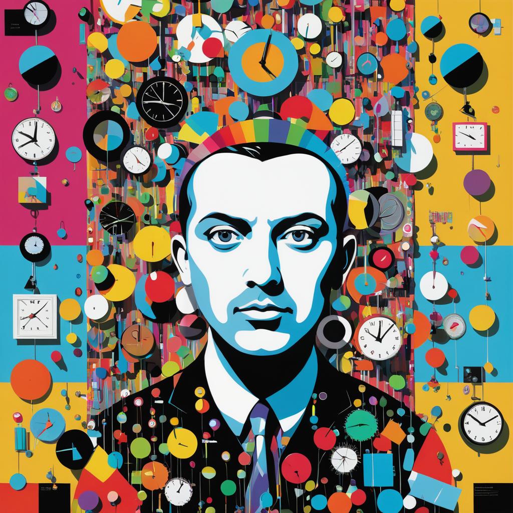 Surreal Dada Poster with Clock-Headed Man