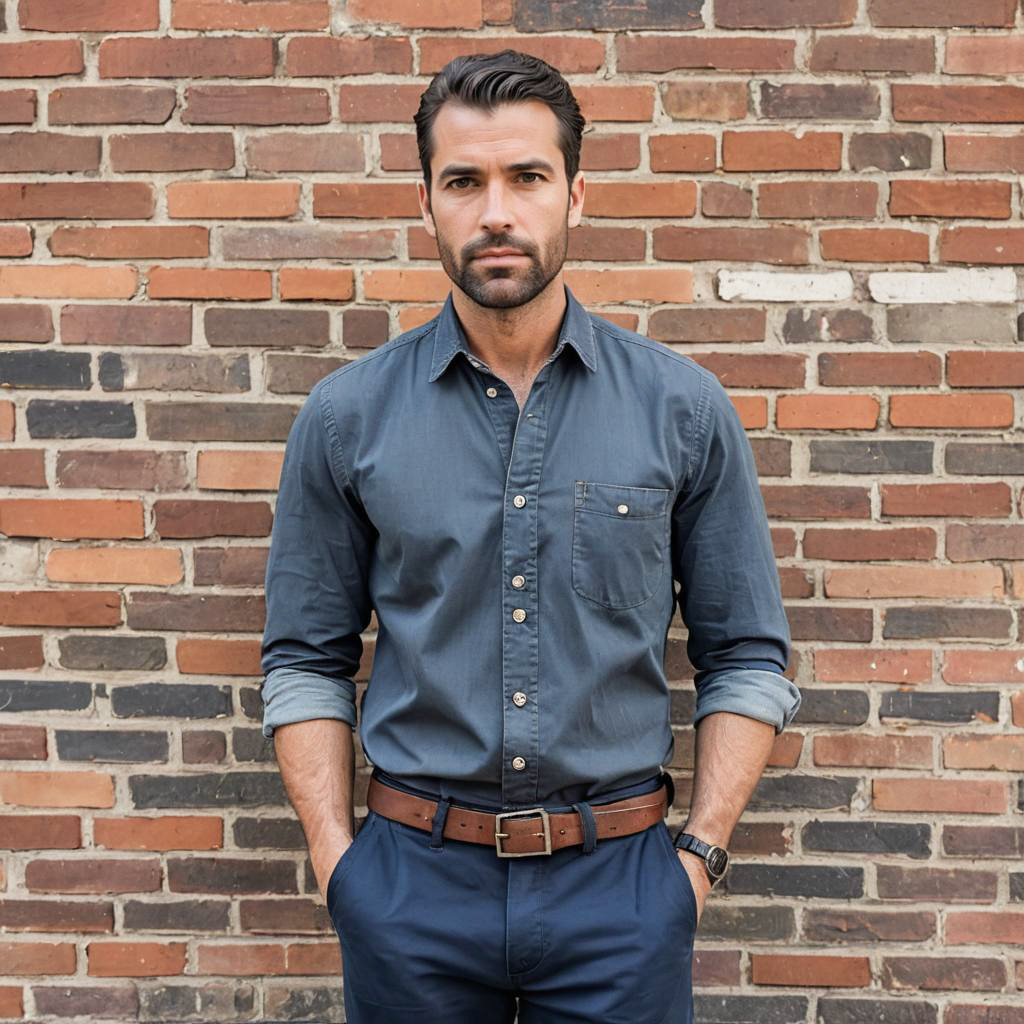 Stylish Man in Charcoal and Navy Outfit