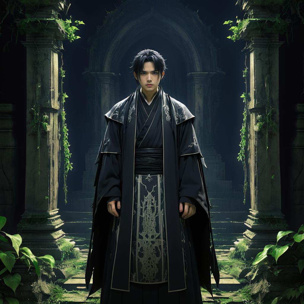 Sorrowful Priest in Overgrown Temple