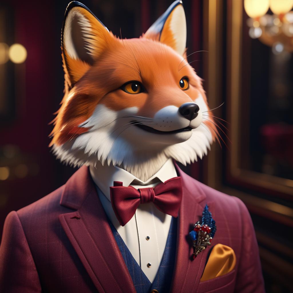 Dapper Red Fox in Vintage Style