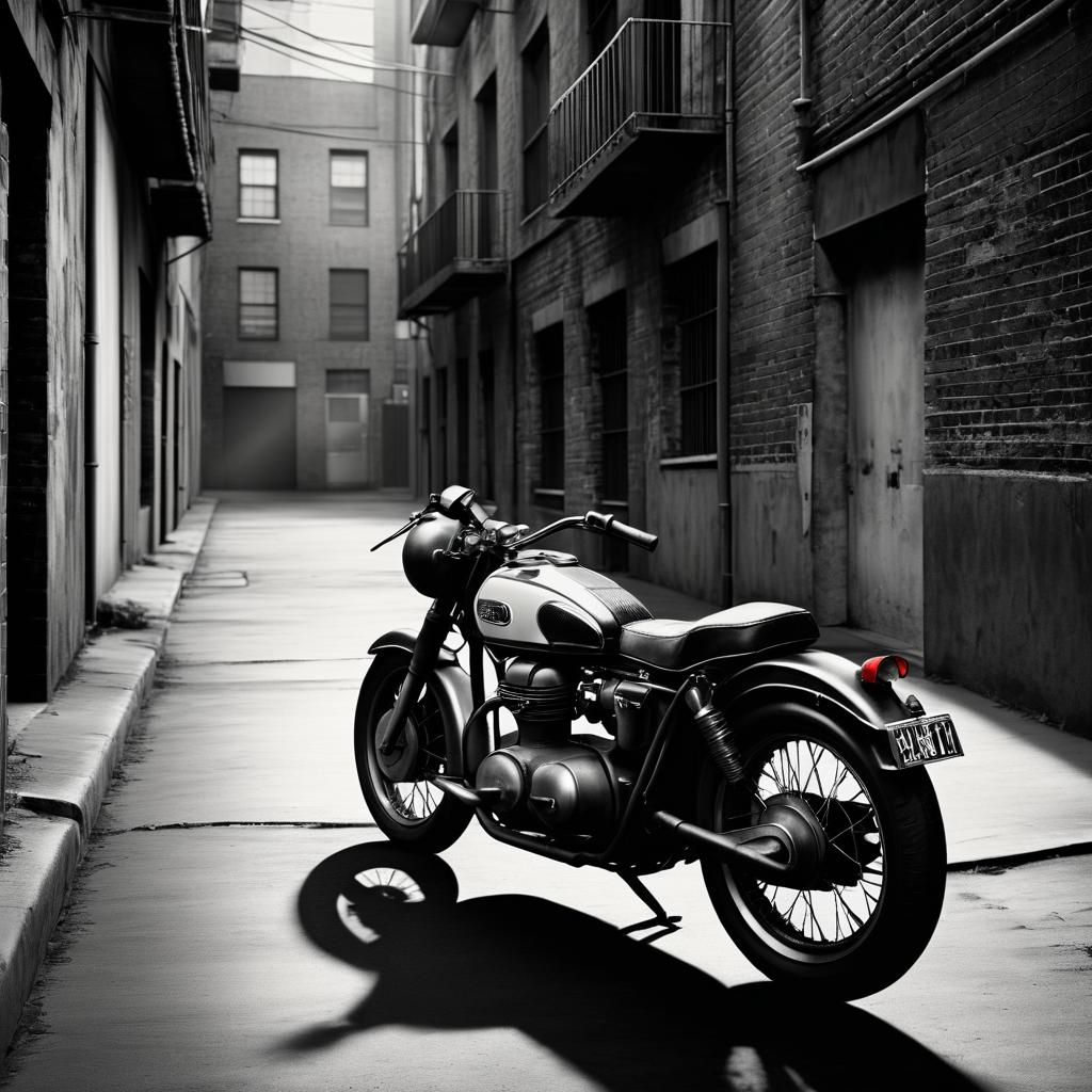 Cinematic Vintage Motorcycle in Urban Alley