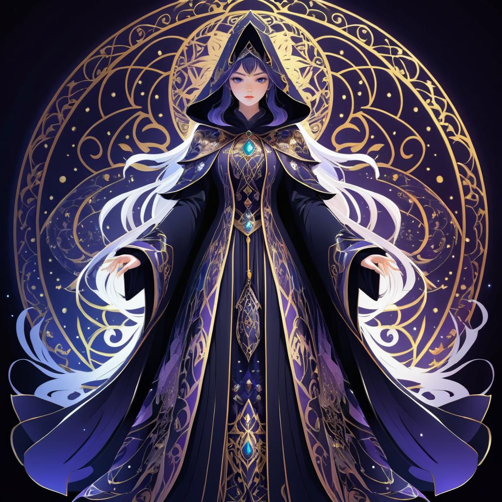 Mysterious Sorceress in Anime Style