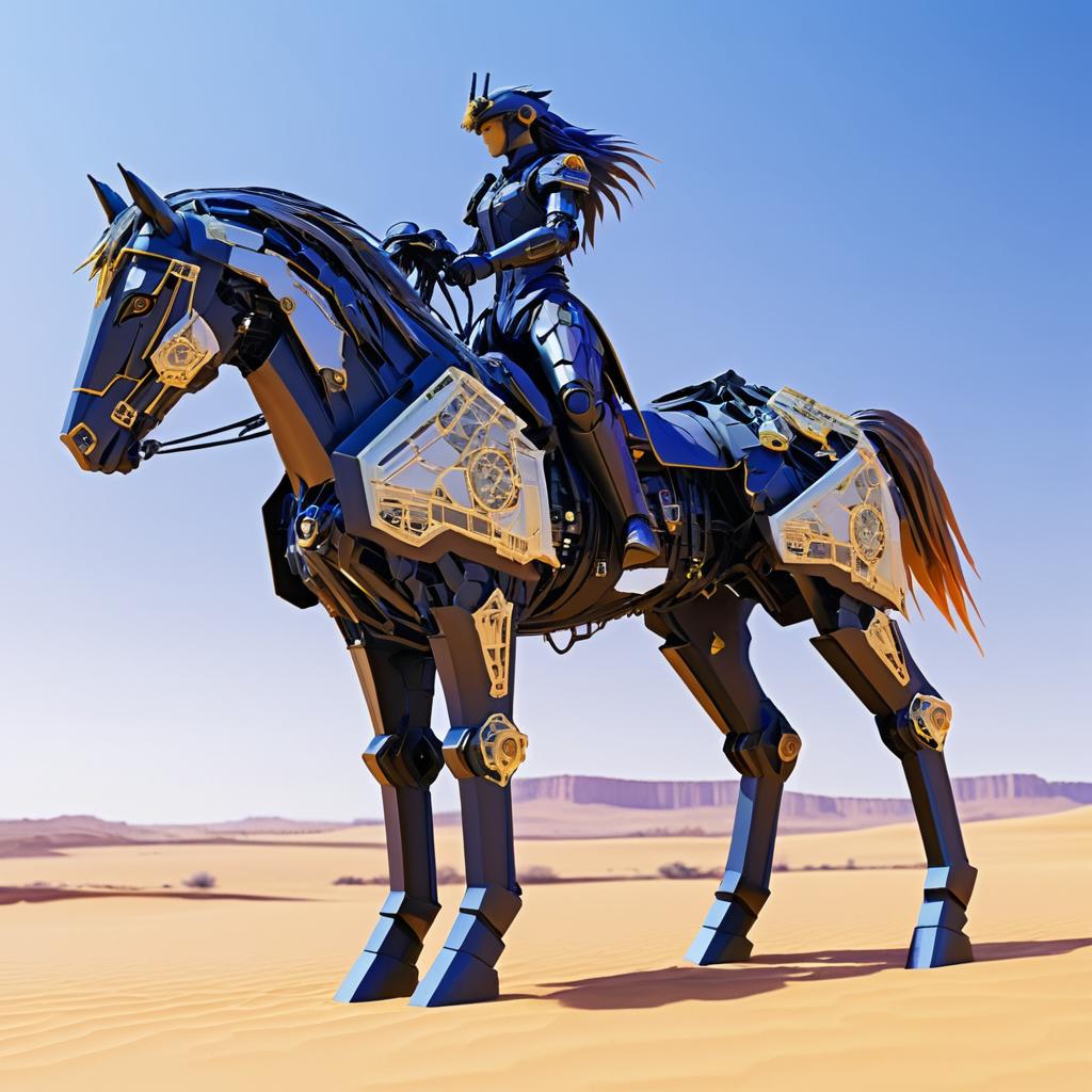 Futuristic Cybernetic Horse in Desert