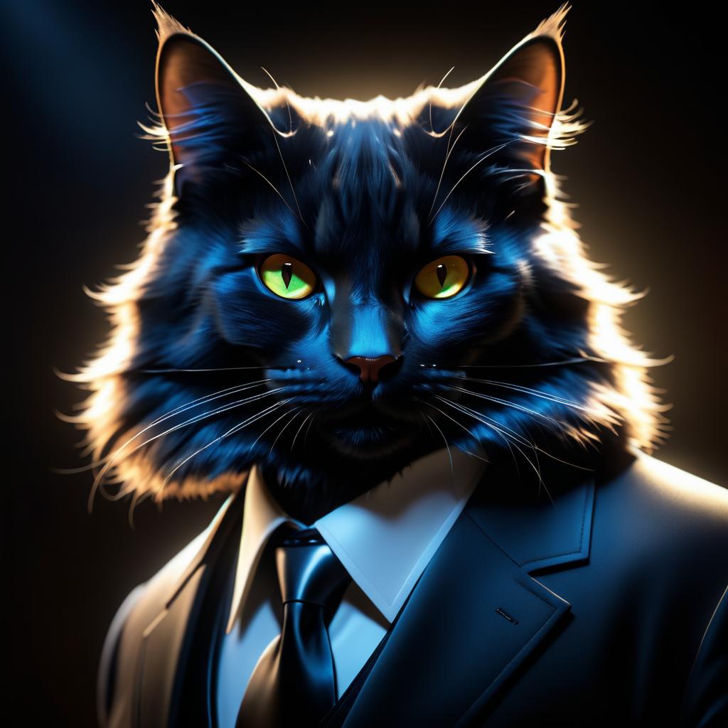 Mysterious Cat Spy Portrait in Cinematic Style