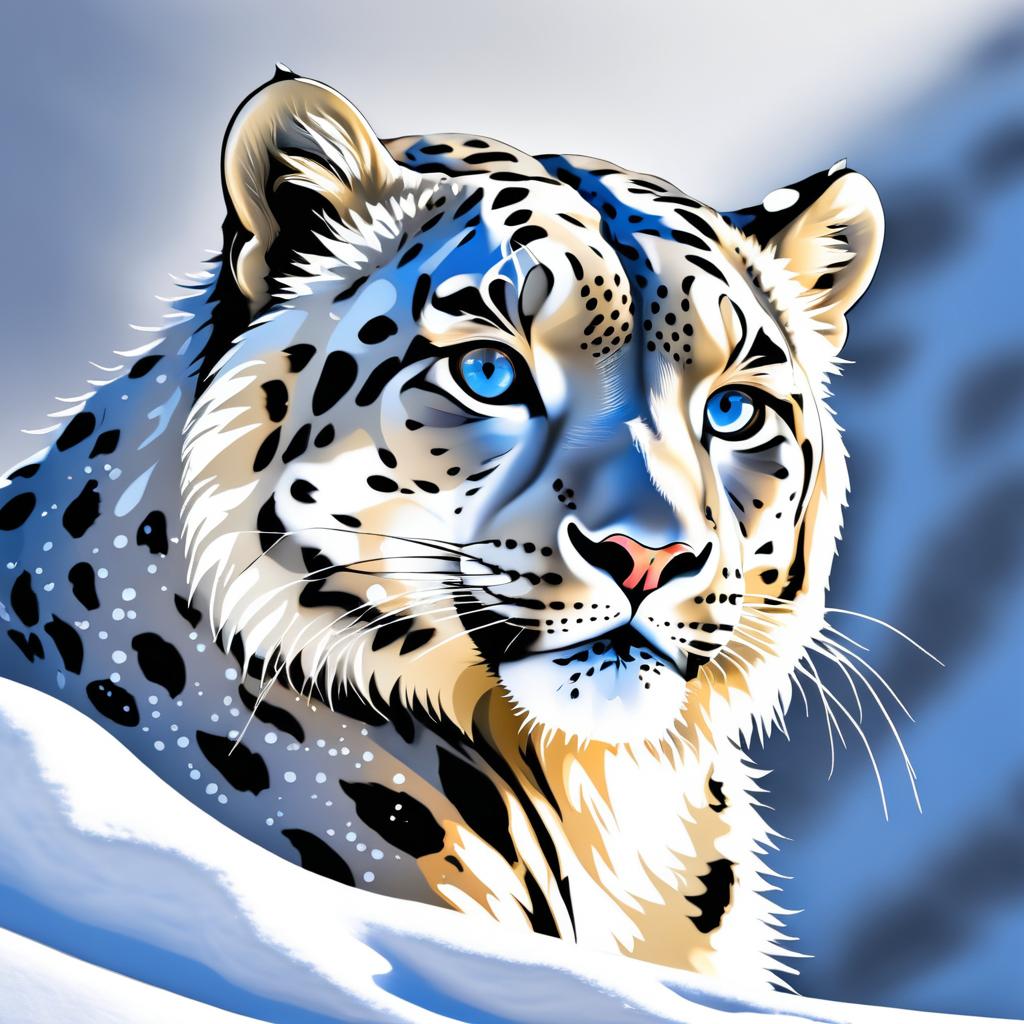 Majestic Snow Leopard Portrait Art