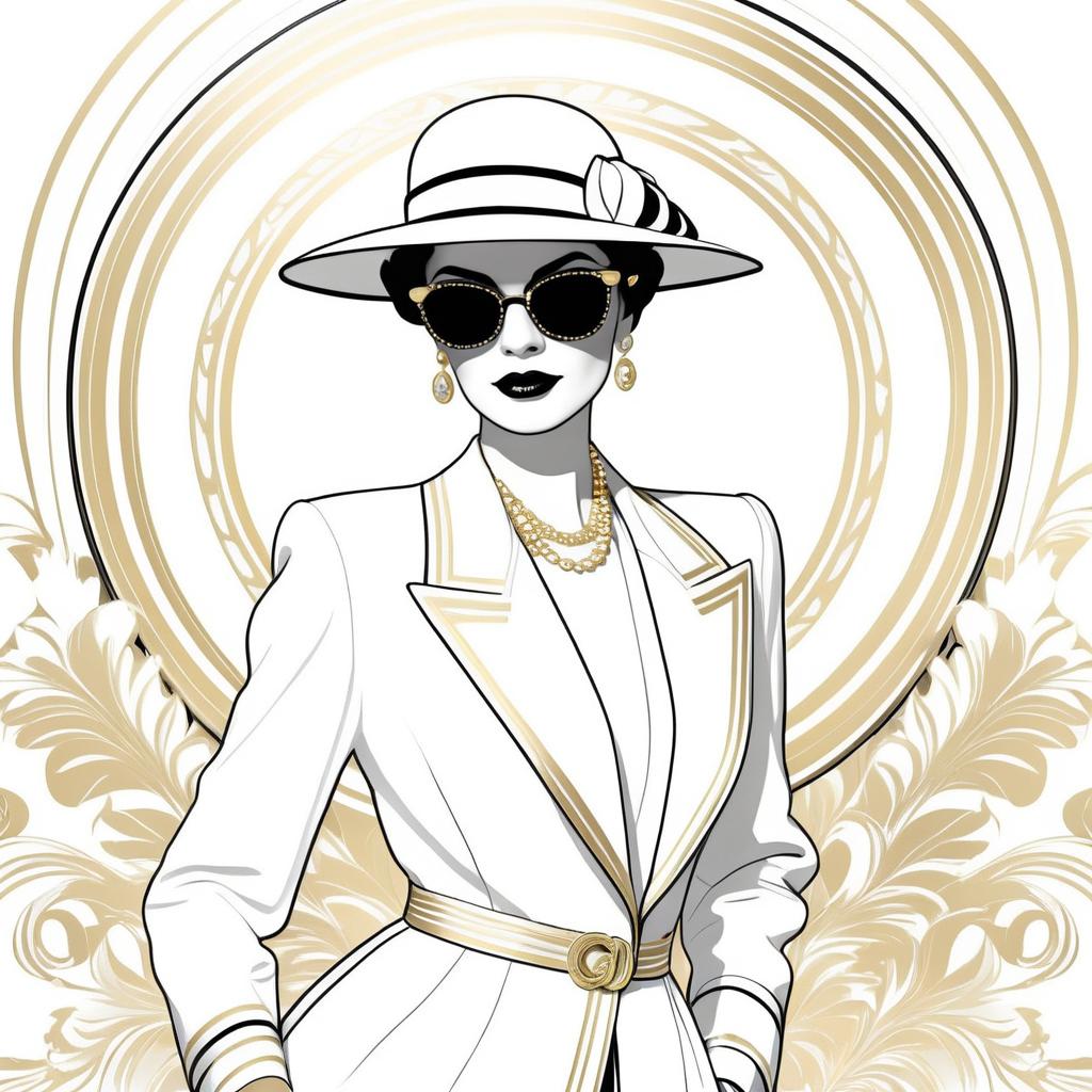 Elegant Coco Chanel Fashion Illustration