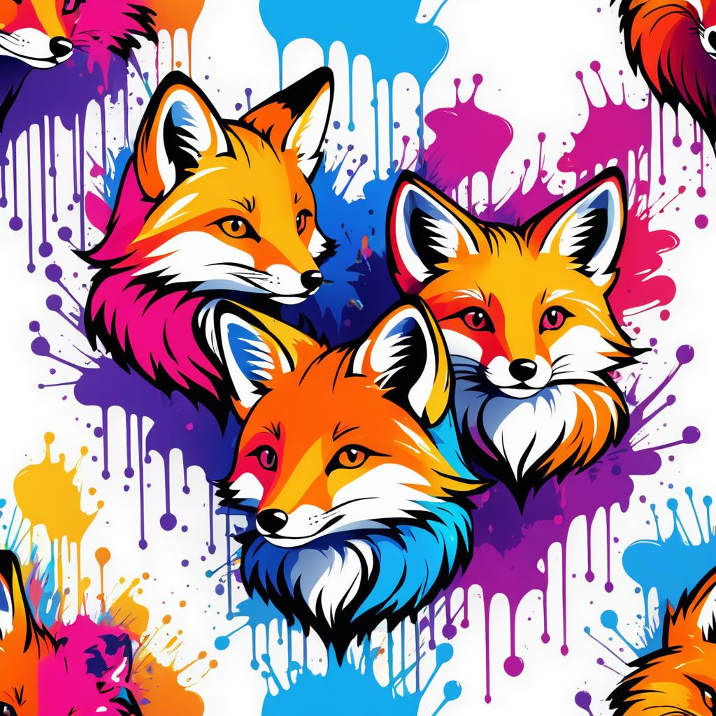 Vibrant Fox Graffiti T-Shirt Design