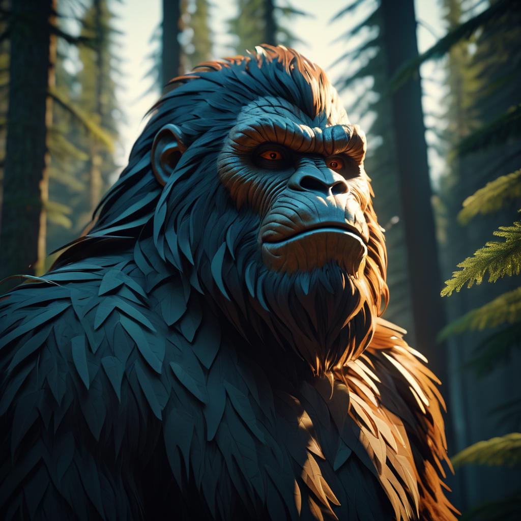 Elegant Retro Portrait of Sasquatch Creature