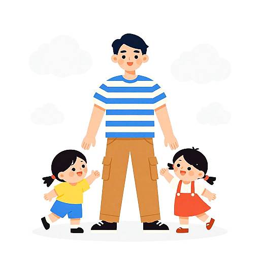 Playful Family Scene in Flat Art