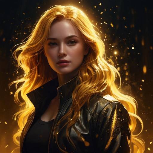 Portrait of Woman with Golden Hair and Black Jacket