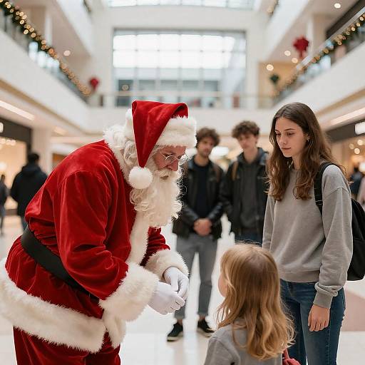 Holiday Mall Scene with Santa Claus