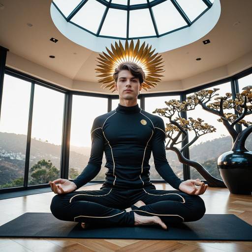 Young Man Meditating in Modern Yoga Room
