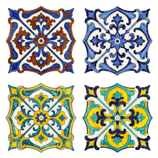 Vibrant Symmetrical Floral Tile Collage