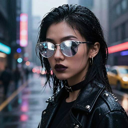 Cyberpunk Goth Girl in Rain