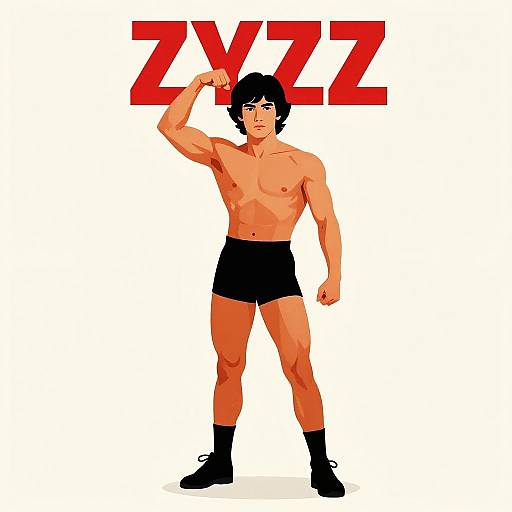 Retro 80s Fitness Illustration of Zyzz