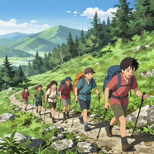 Anime Friends Hiking Rocky Mountain