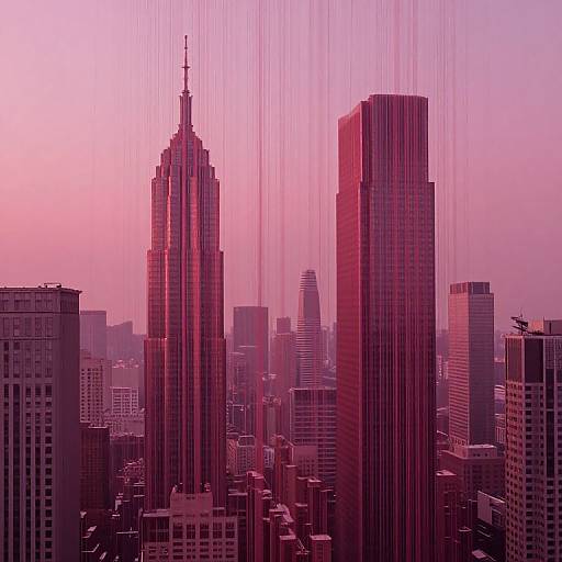 Glitched Red-Pink Distorted Landscape