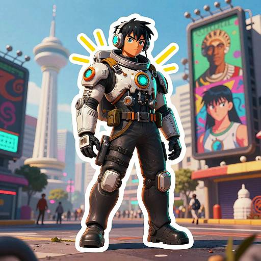 Neon Street Art Dystopian Portrait