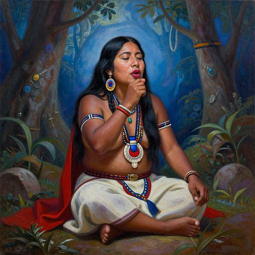 Vibrant Shipibo Shaman Painting