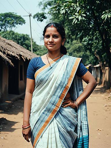 Photorealistic Woman in Malmal Saree