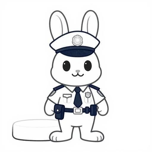 Brave Bunny Policeman Coloring Page