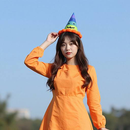 Woman in Halloween Costume Outdoors