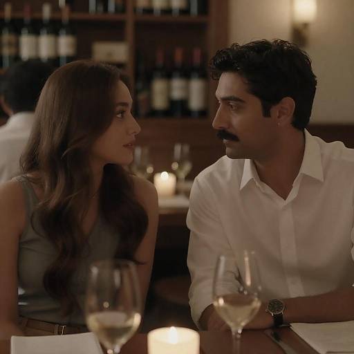 Candlelit Couple in Intimate Restaurant