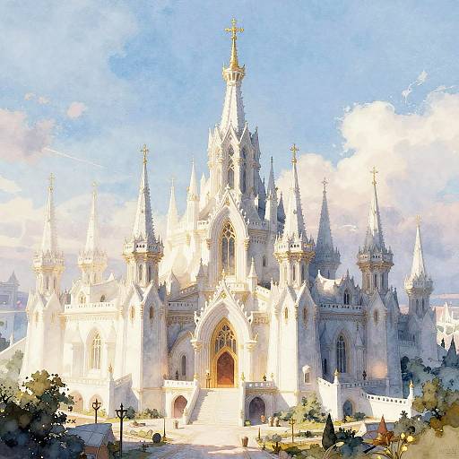 Fantasy Mage City with White Towers