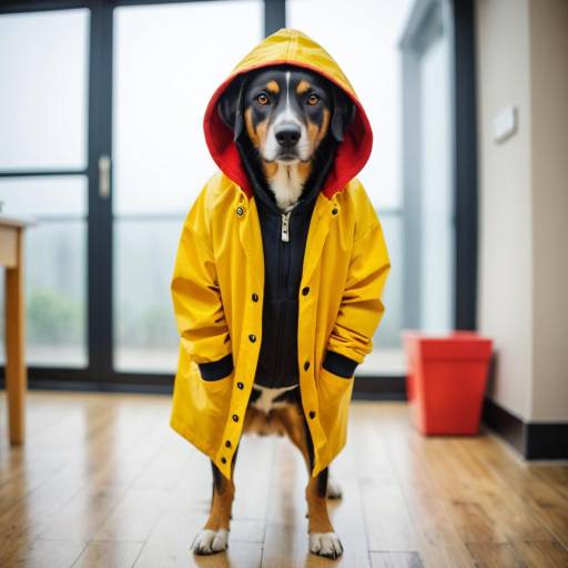 Solo Dog in Orange Hooded Raincoat