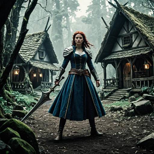 Female Warrior in Medieval Forest Village