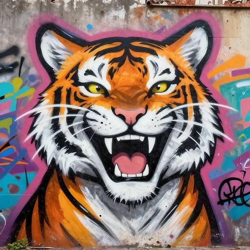 Bold Tiger-Striped Feline Smile