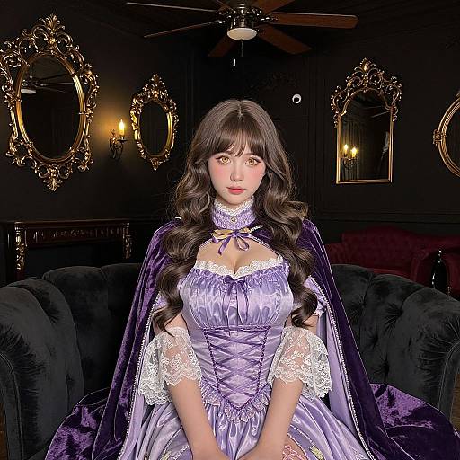 Gothic Fantasy Woman in Lavender Dress