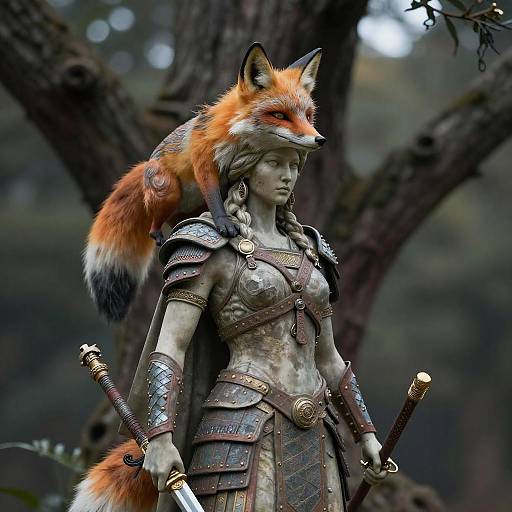 Dystopian Warrior Woman Statue