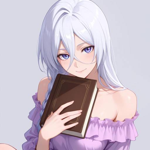 Freckled Girl with Violet Eyes and Book Freckled Girl with Violet Eyes and Book