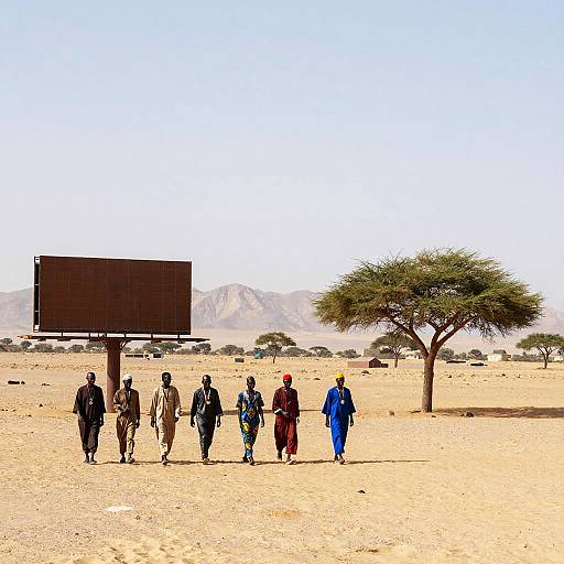 Colorful Walk Across Sandy Desert