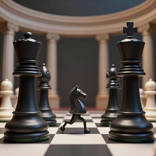 Surreal Sentient Chess Debate Scene