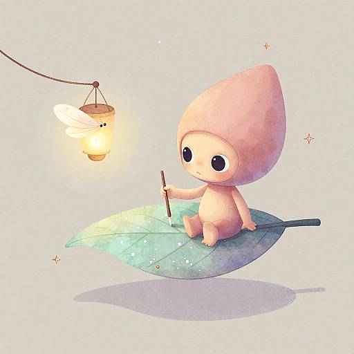 Whimsical Alien Painting Constellations on Leaf