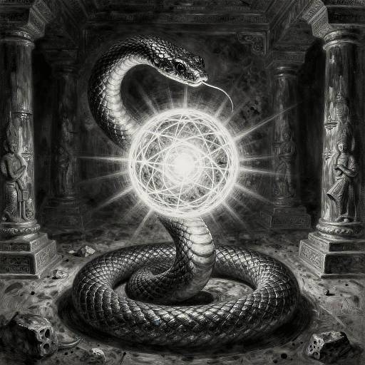 Mystical Serpent Charcoal Painting