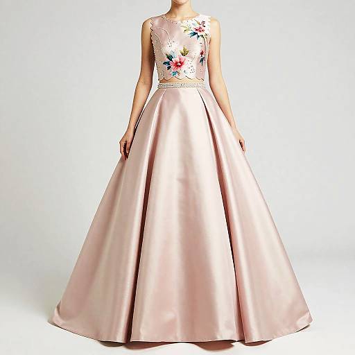 Two-Piece Blush Pink Satin Ball Gown