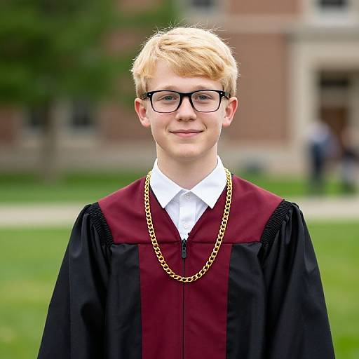 Blonde Boy in Graduation Gown