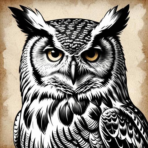 Majestic Owl Portrait in Vintage Style
