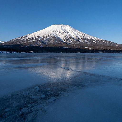 Snow-Capped Mountain Over Frozen Lake