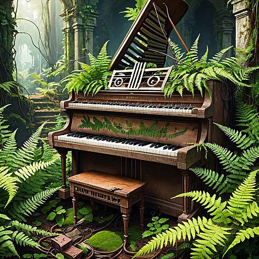 Overgrown Piano in Jungle Ruins