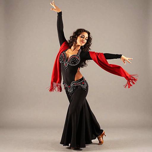Female Belly Dancer in Beaded Costume